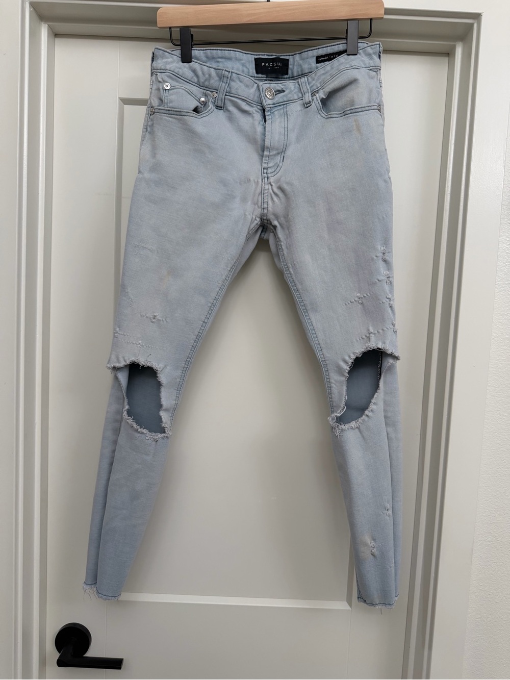 PacSun Light Blue Distressed Ripped Cropped Skinny Jeans